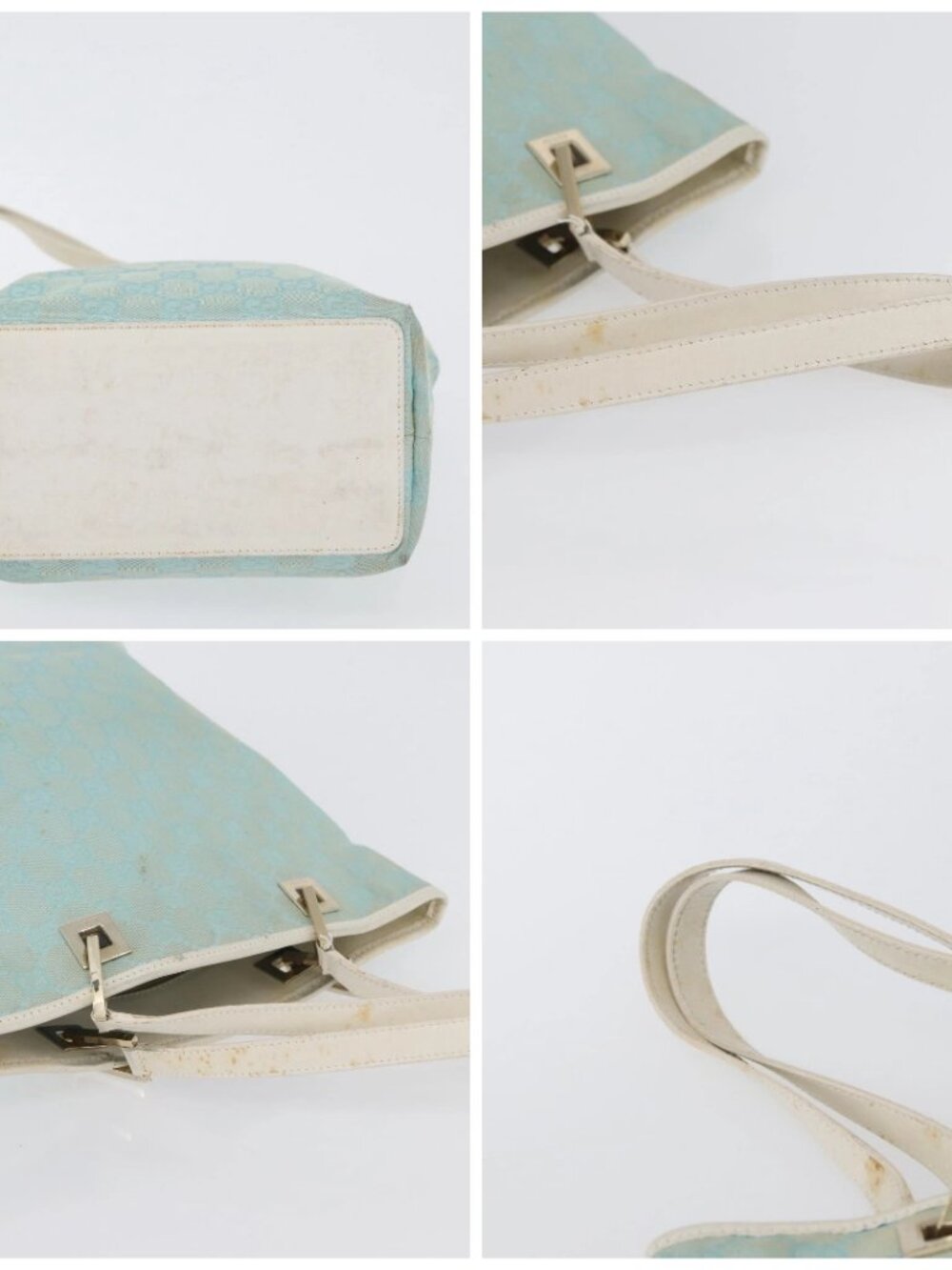 GUCCI GG Canvas Tote Bag Gold Light Blue - Picture 16 of 16